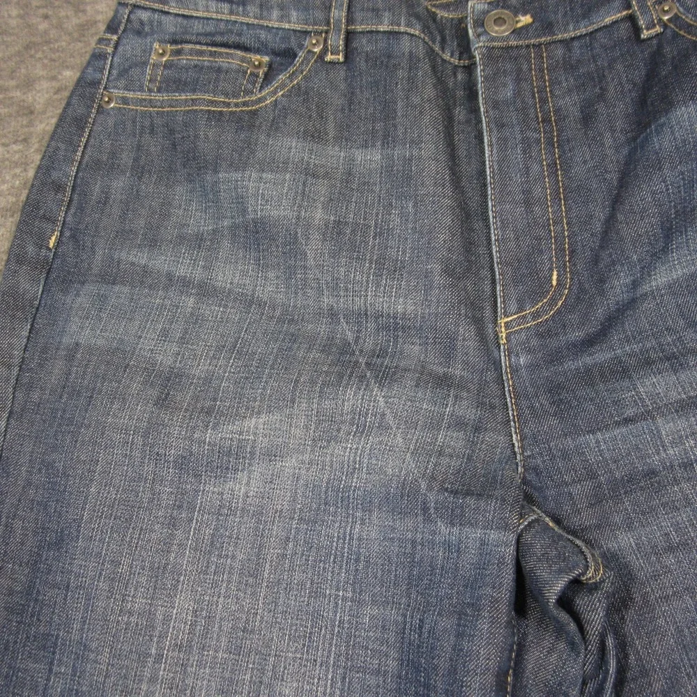 Vtg Talbots‎ Stretch Jeans 12 Blue Denim High-Rise Embroidered Straight Boho Y2K